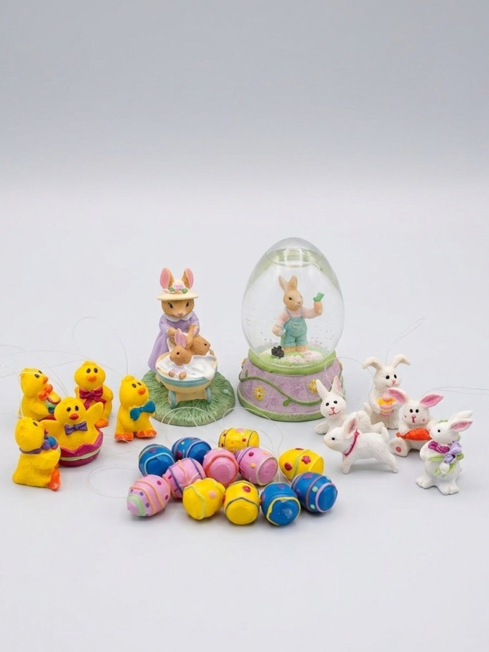 Vintage Forest Friends Easter Decoration Lot Mini Ornaments Figurine Water Globe